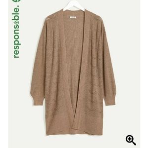 Knit Open Cardigan with Balloon Sleeves